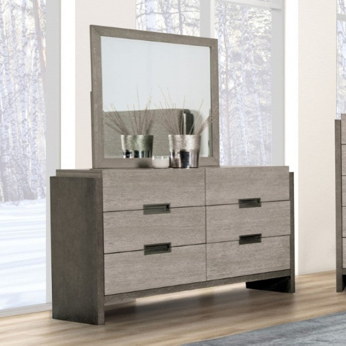 Gristalt Stone Gray Bedroom Dresser with Bronze Recessed Pulls