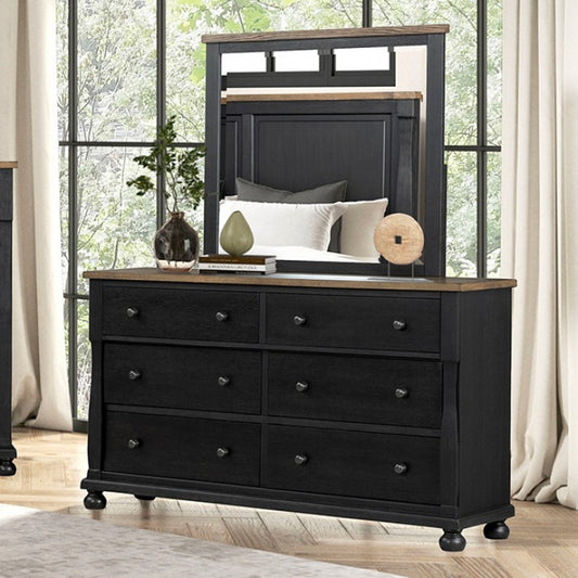 Neue Mills Modern Farmhouse Dresser – Black & Rustic Oak Finish | Stylish Storage Solution