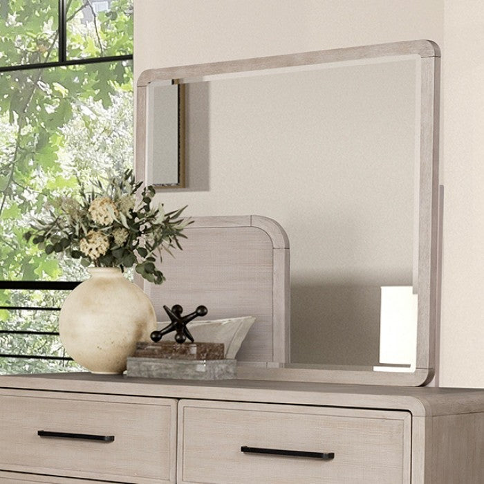 Belize Modern Gray Fog Wood Mirror