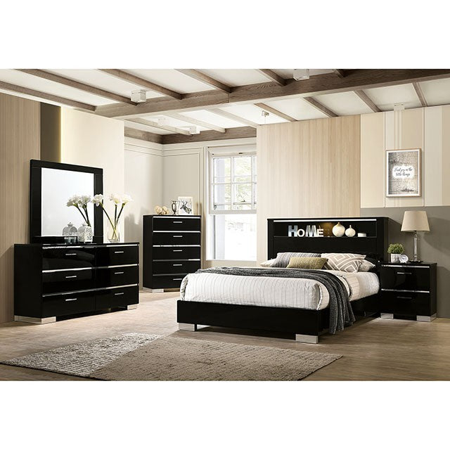 Carlie Contemporary Solid Wood High Gloss Finish Bed