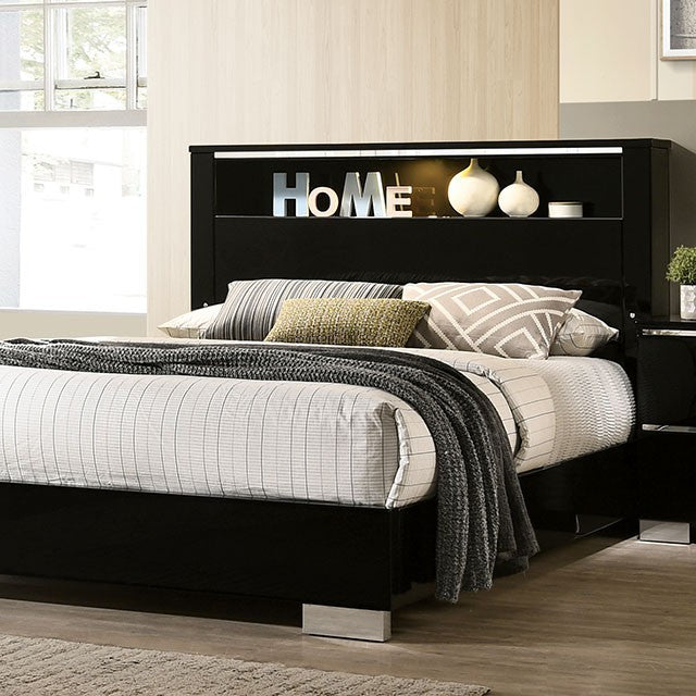 Carlie Contemporary Solid Wood High Gloss Finish Bed