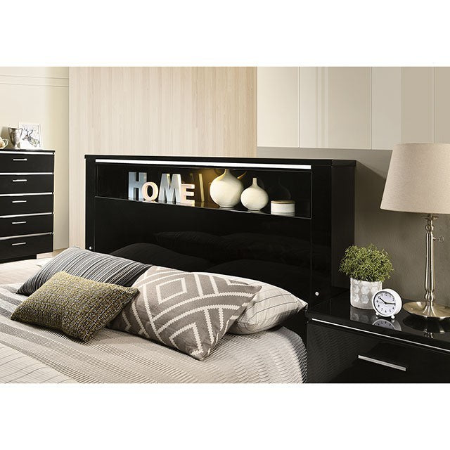 Carlie Contemporary Solid Wood High Gloss Finish Bed