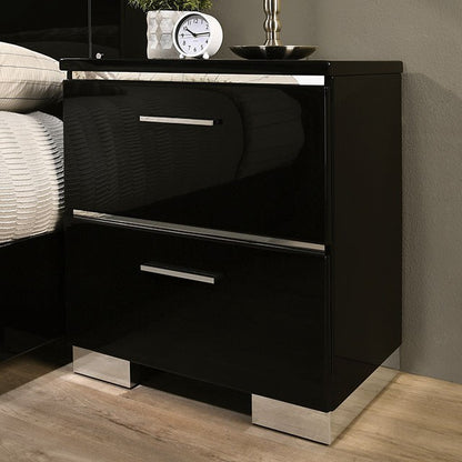 Carlie Contemporary Solid Wood High Gloss Finish Bed