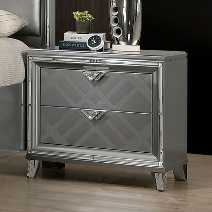 Emmeline Contemporary Silver Nightstand