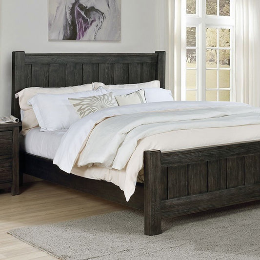 Regenburg Rustic Solid Wood Dark Gray Bed