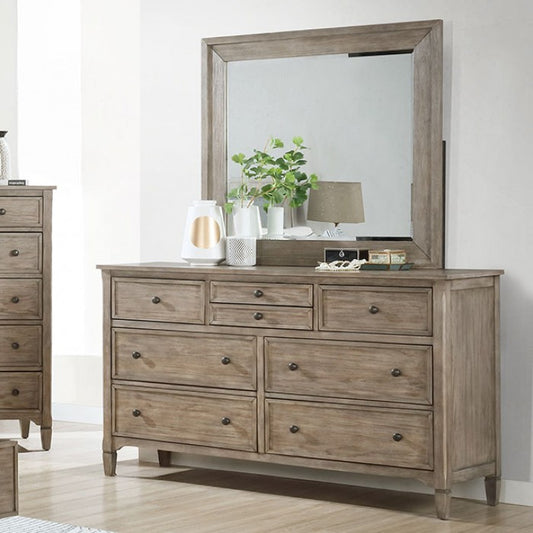 Anneke Transitional Fabric Solid Wood Wire Brushed Finish Dresser