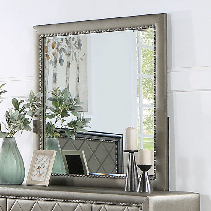 Xandria Transitional Leatherette Padded Mirror