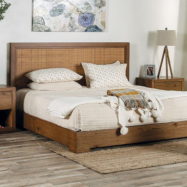 Leirvik Transitional Rattan Solid Wood Bed