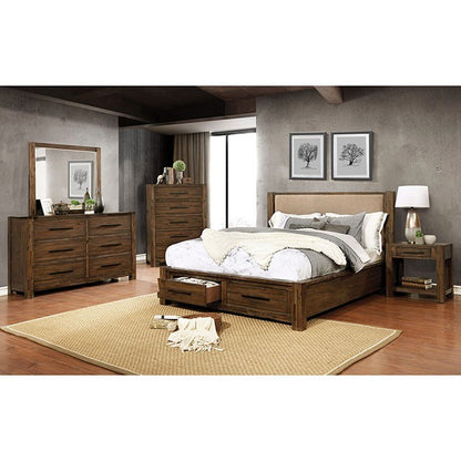 Coney Transitional Fabric Solid Wood Walnut Bed
