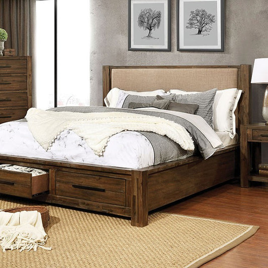 Coney Transitional Fabric Solid Wood Walnut Bed