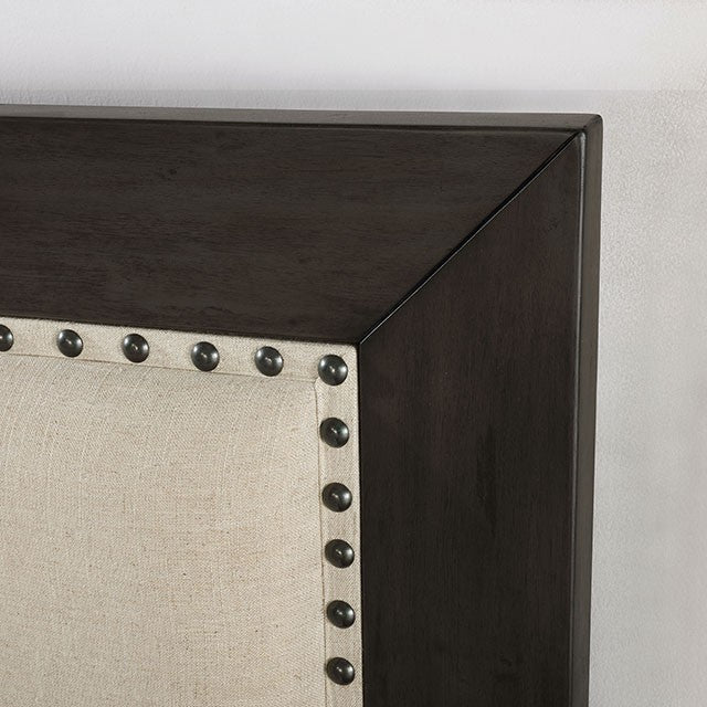 Sligo Dark Gray Linen fabric Solid Wood Storage Bookcase Bed
