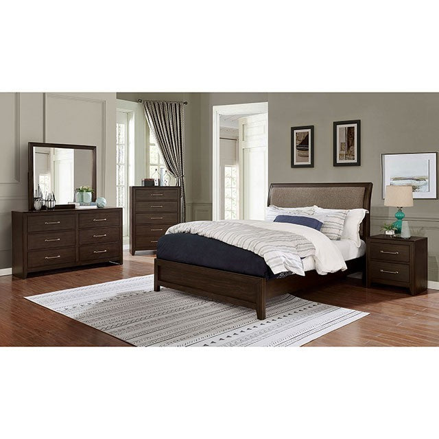 Jamie Linen Fabric Solid Wood Transitional Bed