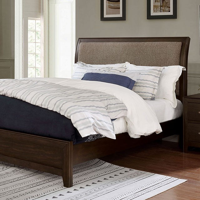 Jamie Linen Fabric Solid Wood Transitional Bed