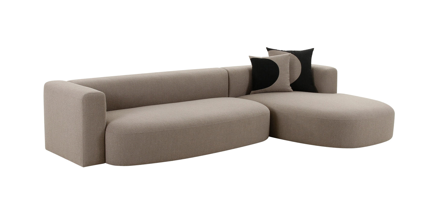 Modrest - Franco Modern RAF L-Shaped Brown Fabric Sectional Sofa