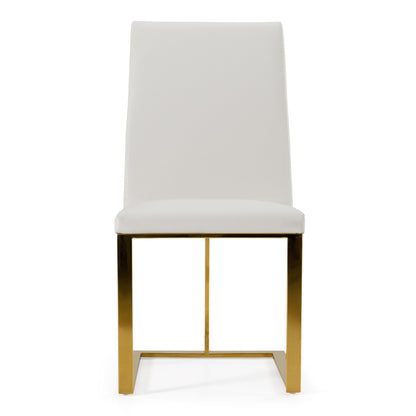 Frankie Contemporary White & Gold Dining Chair