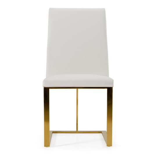 Frankie Contemporary White & Gold Dining Chair