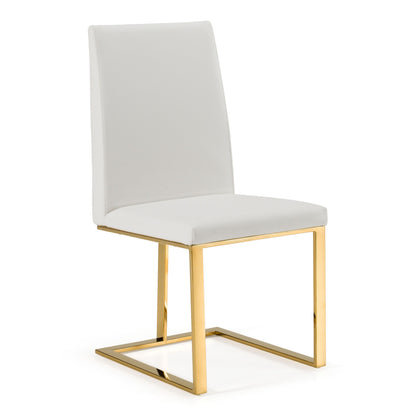 Frankie Contemporary White & Gold Dining Chair