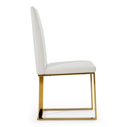 Frankie Contemporary White & Gold Dining Chair