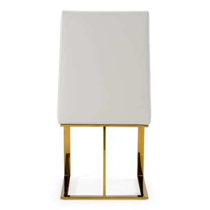 Frankie Contemporary White & Gold Dining Chair
