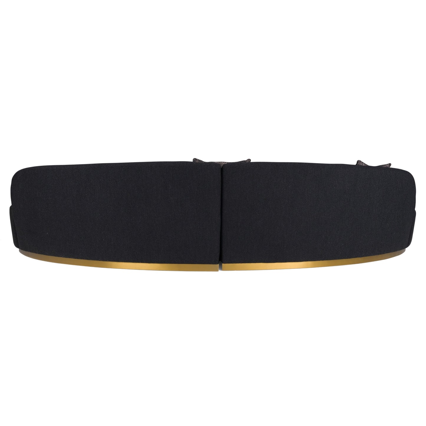 Frontier Glam Black Fabric Curved Sectional Sofa with Grey Pillows