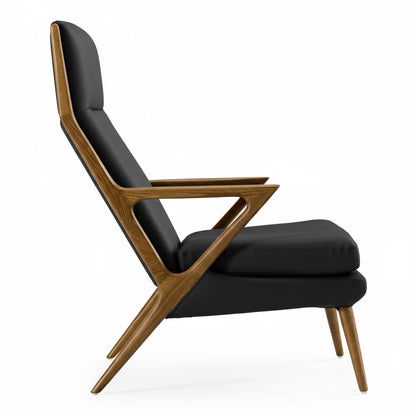 Fulton Black Lounge Chair and Ottoman