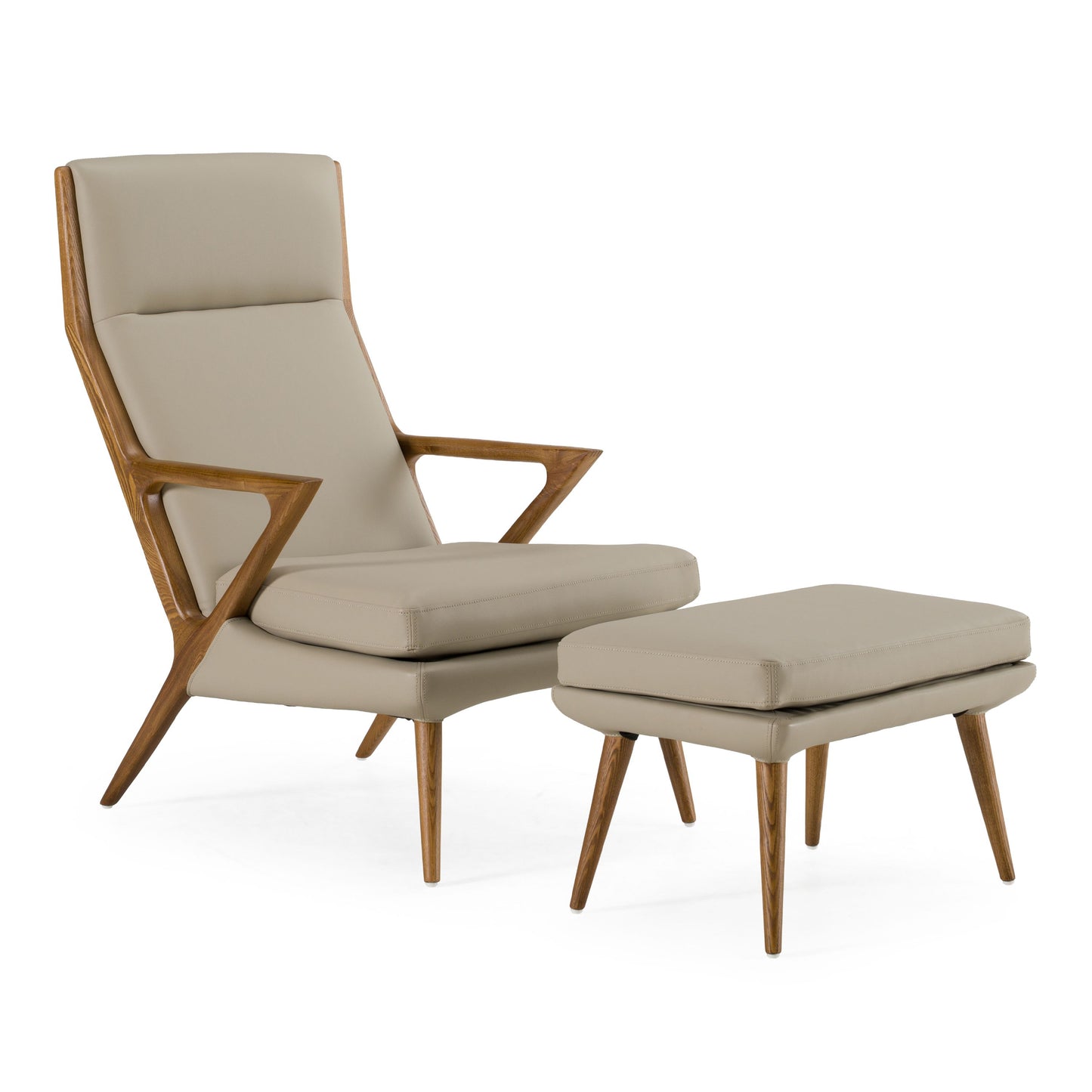 Fulton Beige Lounge Chair and Ottoman Set