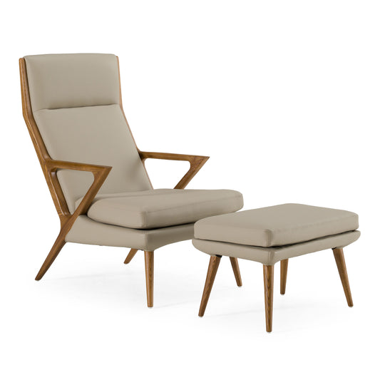 Fulton Beige Lounge Chair and Ottoman Set