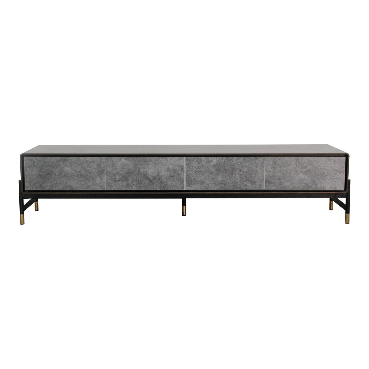 Gabrielle Walnut and Gold Four-Drawer TV Stand