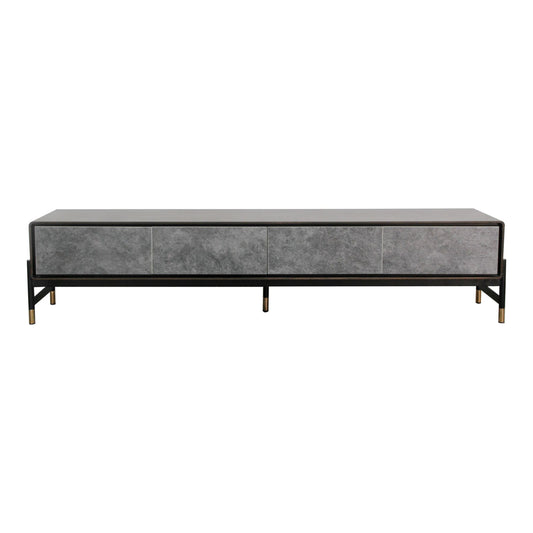 Gabrielle Walnut and Gold Four-Drawer TV Stand