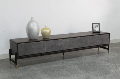Gabrielle Walnut and Gold Four-Drawer TV Stand