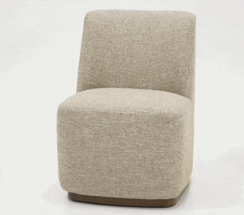 Galloway Modern Beige Fabric and Walnut Dining Chairs with Casters Set of 2