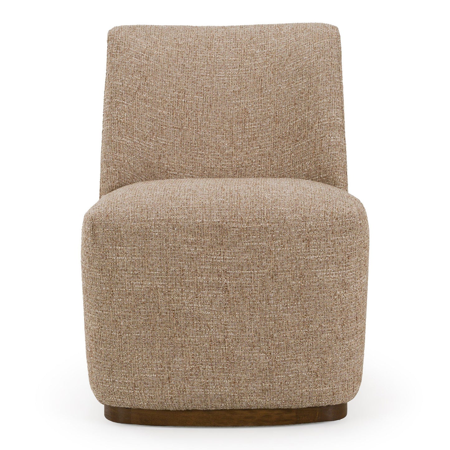 Galloway Modern Beige Fabric and Walnut Dining Chairs with Casters Set of 2