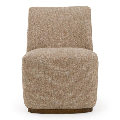 Galloway Modern Beige Fabric and Walnut Dining Chairs with Casters Set of 2