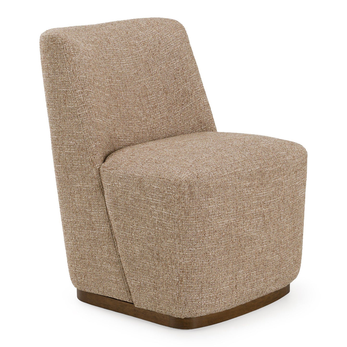 Galloway Modern Beige Fabric and Walnut Dining Chairs with Casters Set of 2