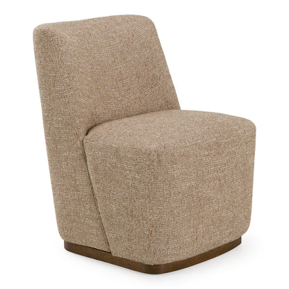 Galloway Modern Beige Fabric and Walnut Dining Chairs with Casters Set of 2