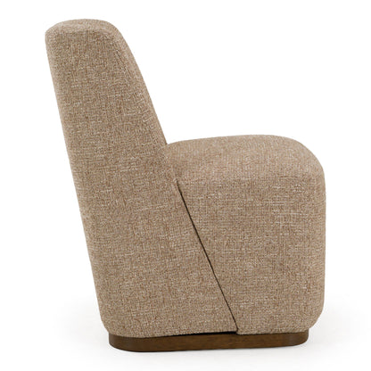 Galloway Modern Beige Fabric and Walnut Dining Chairs with Casters Set of 2