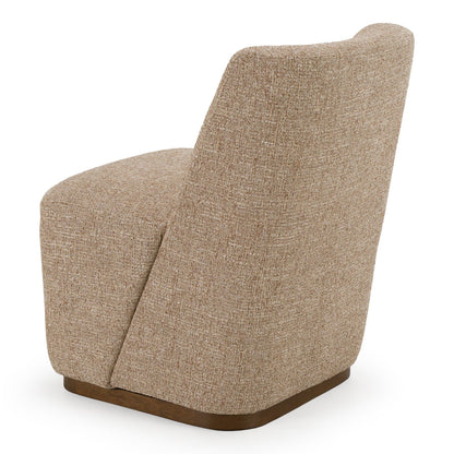 Galloway Modern Beige Fabric and Walnut Dining Chairs with Casters Set of 2