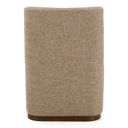 Galloway Modern Beige Fabric and Walnut Dining Chairs with Casters Set of 2