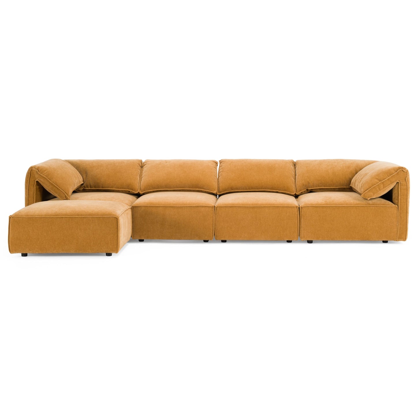 Gene Ochre Fabric 5-Piece Modular Sectional Sofa