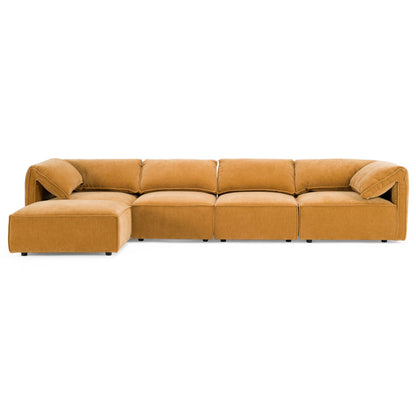 Gene Ochre Fabric 5-Piece Modular Sectional Sofa