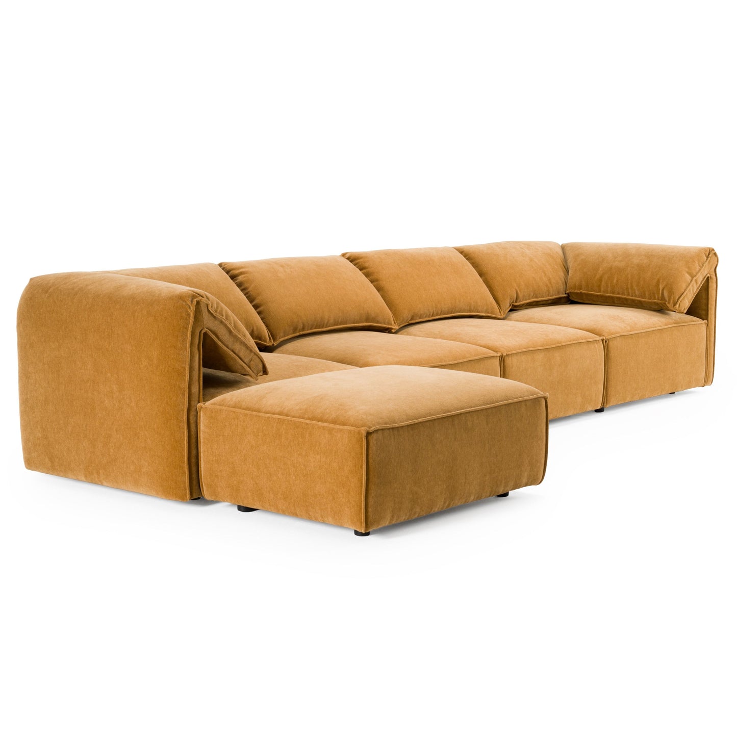 Gene Ochre Fabric 5-Piece Modular Sectional Sofa
