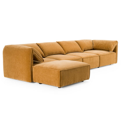 Gene Ochre Fabric 5-Piece Modular Sectional Sofa