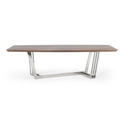 Gilroy Walnut Dining Table with Stainless Steel Base