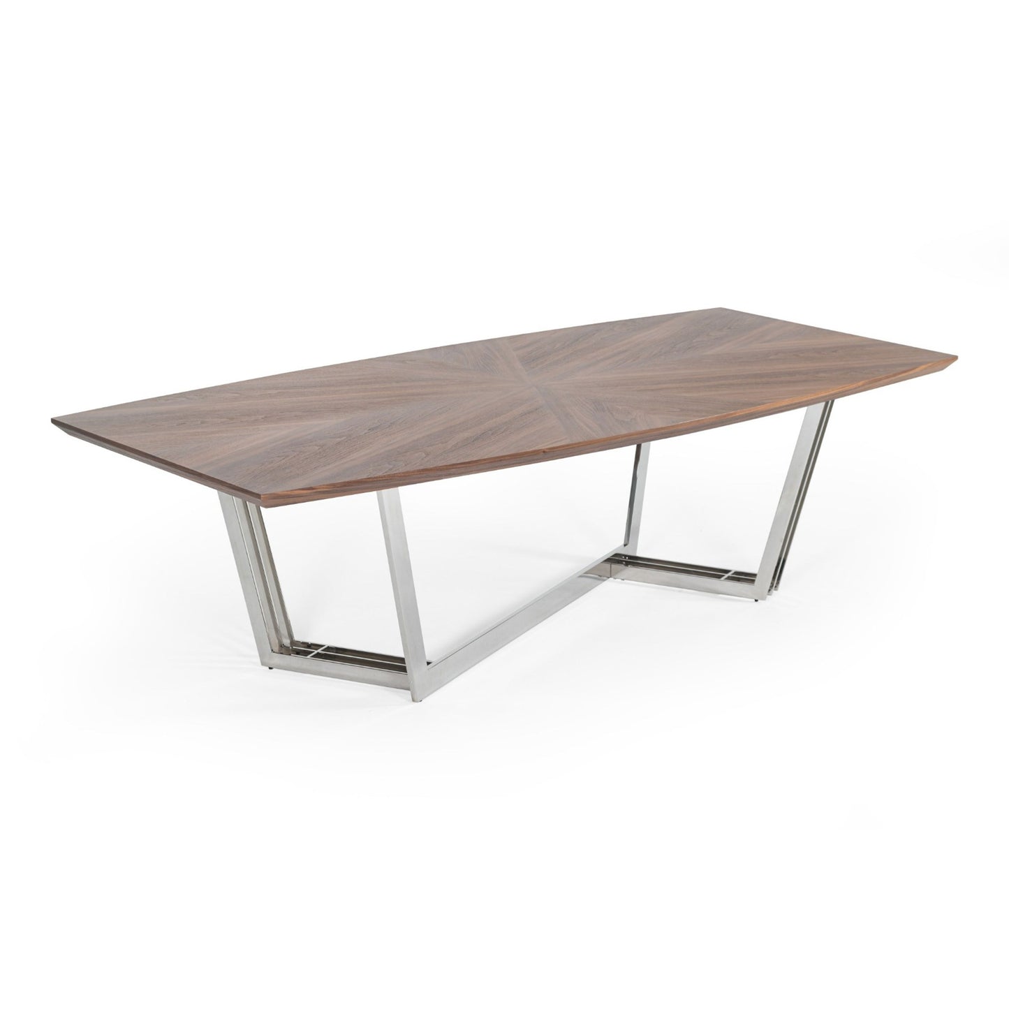 Gilroy Walnut Dining Table with Stainless Steel Base