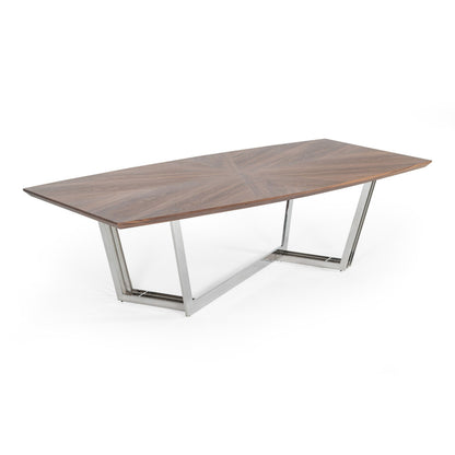 Gilroy Walnut Dining Table with Stainless Steel Base