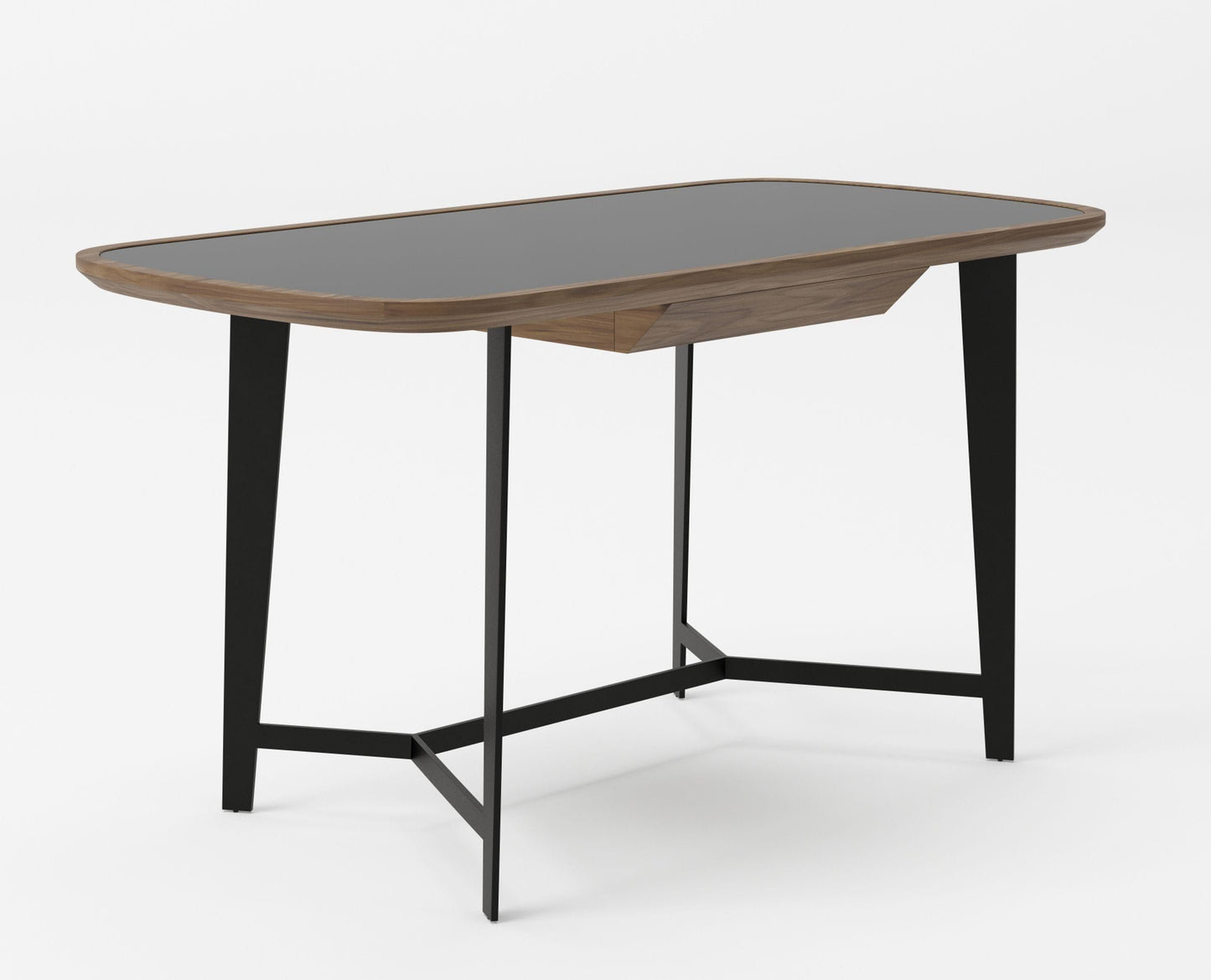 Modrest Girard - Modern Walnut & Black Glass Desk