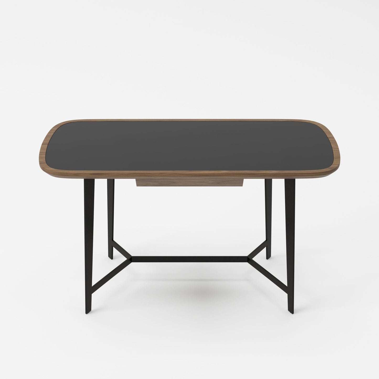 Modrest Girard - Modern Walnut & Black Glass Desk