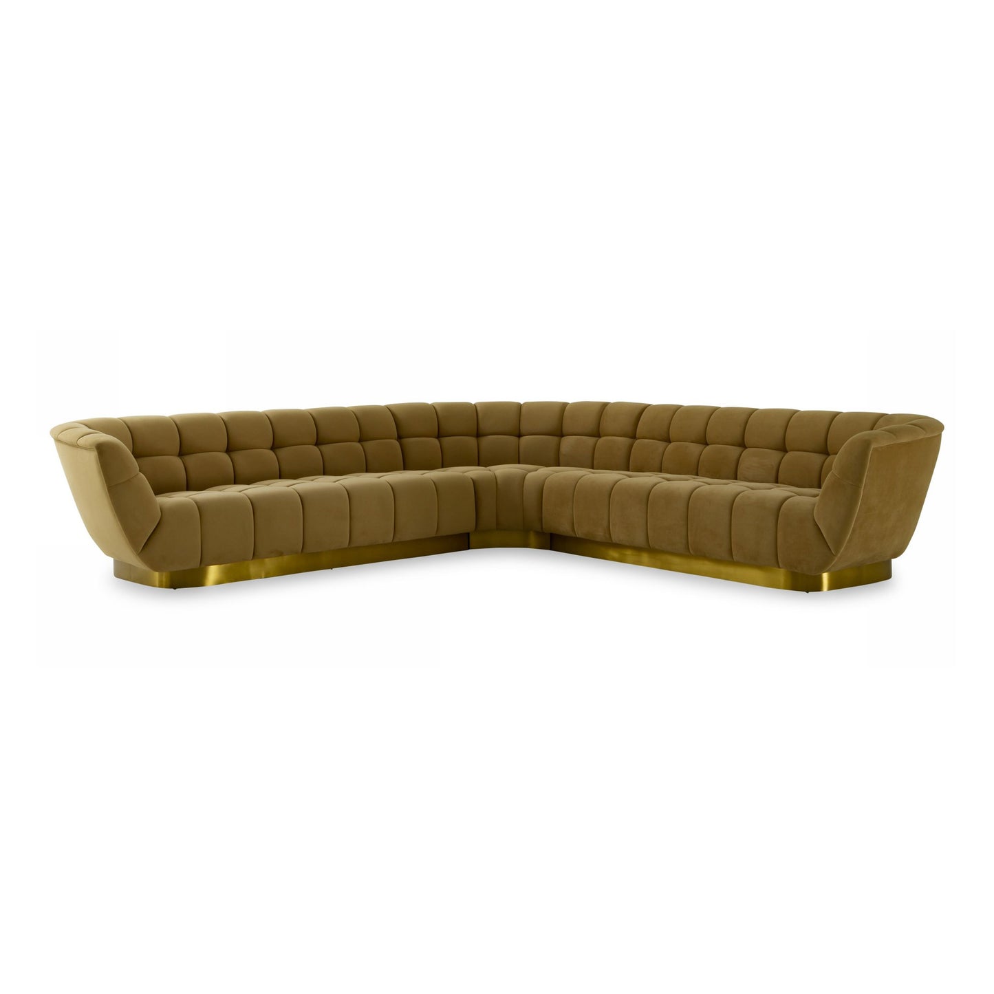 Granby Glam Mustard and Gold Fabric Sectional Sofa