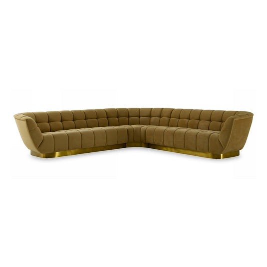 Granby Glam Mustard and Gold Fabric Sectional Sofa