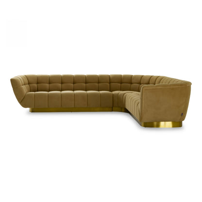 Granby Glam Mustard and Gold Fabric Sectional Sofa